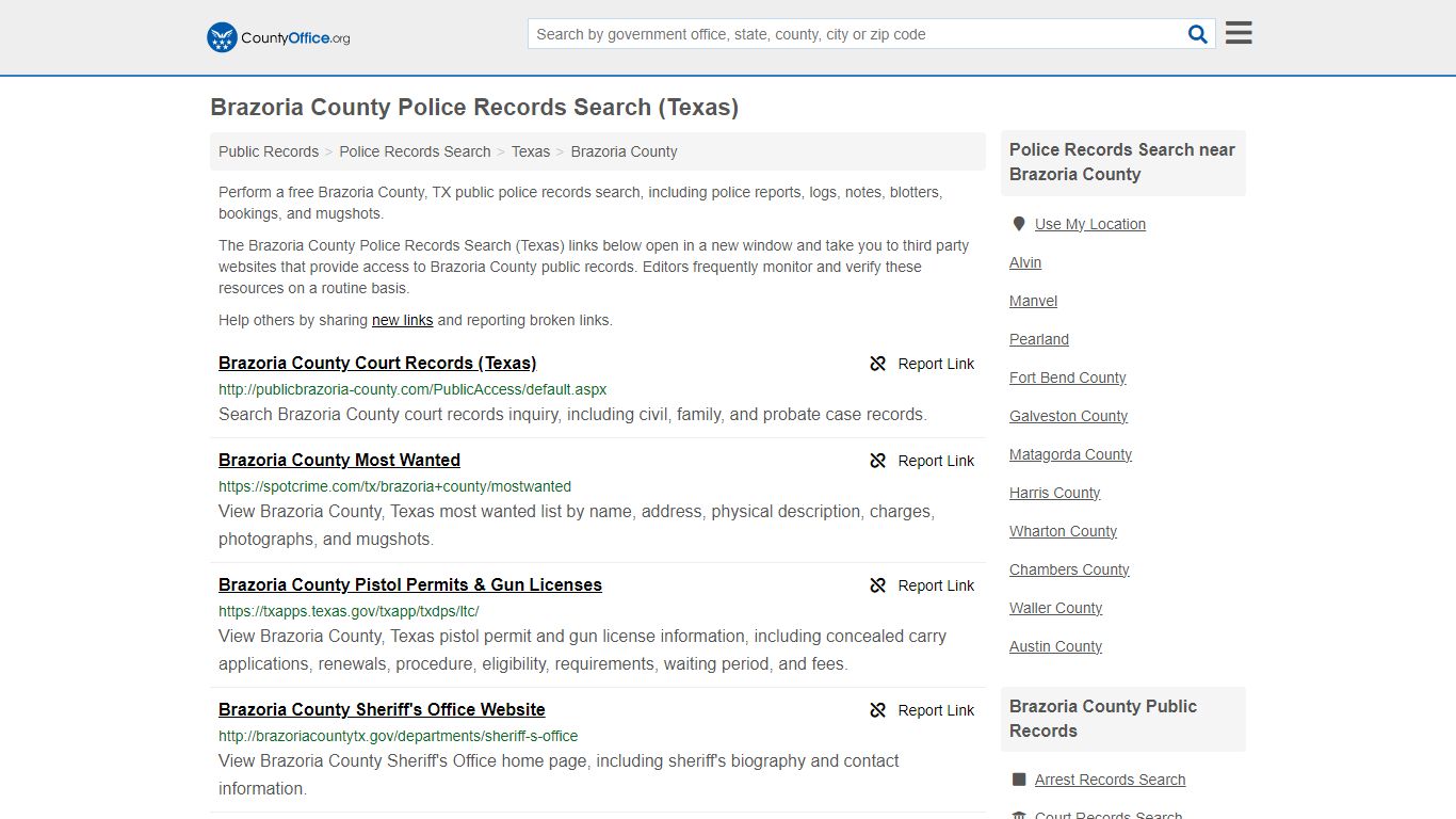 Brazoria County Police Records Search (Texas) - County Office